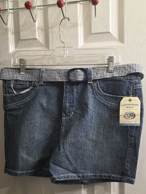 Canyon River Blues Blue Denim Shorts with Gingham Belt Size 12